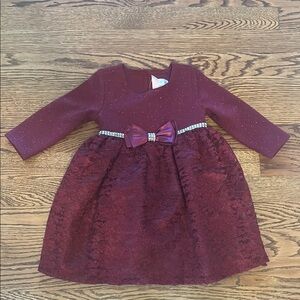 Youngland Burgundy Lace Dress with Bow